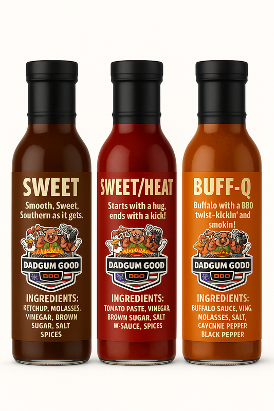 🐷 Dadgum Good BBQ Sauce 3-Pack – Sweet, Sweet/Heat, Buff-Q 🔥